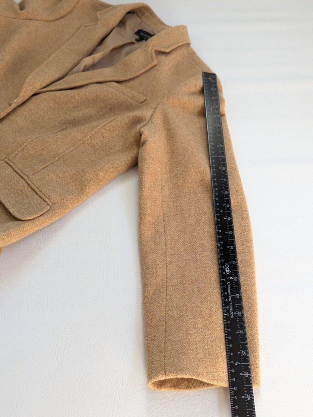Talbots Classic Shetland Blazer Wool Blend Herringbone Size 16 Camel Tweed - Picture 11 of 15
